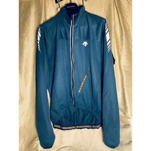 Descente Mens Cycling Jacket Blue Full Zip Reflective Windbreaker Size L
